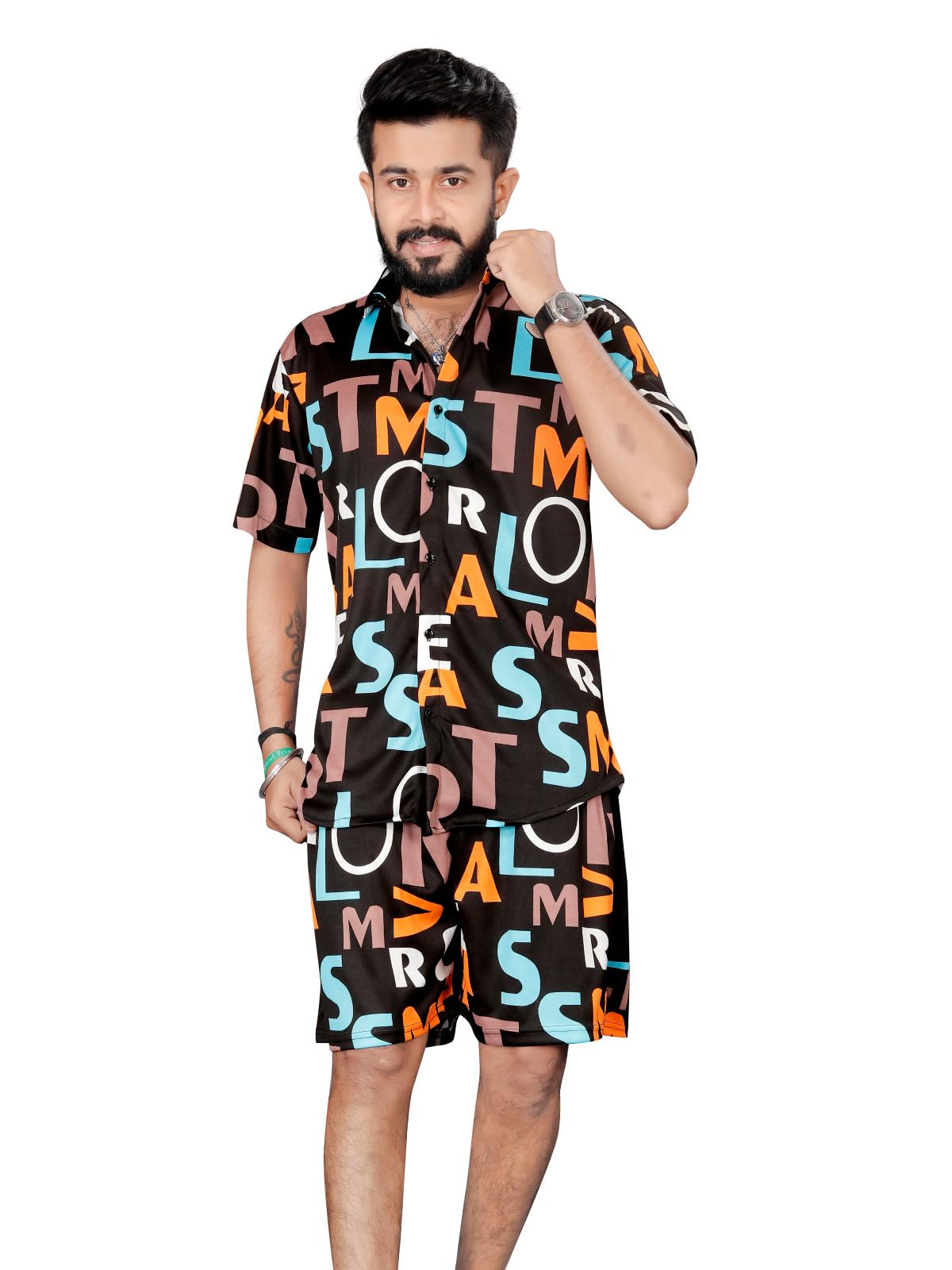 Men’s Night Suit| Men's Co-ord Set | Lounge-wear Nightdress Pajama Set | Summer Night Wear | Printed Casual Pajama Shorts Set| Beach Wear-picture-27