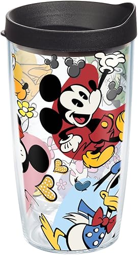 Tervis Disney - Classic Characters Tumbler with Wrap and Black Lid 16oz, Clear