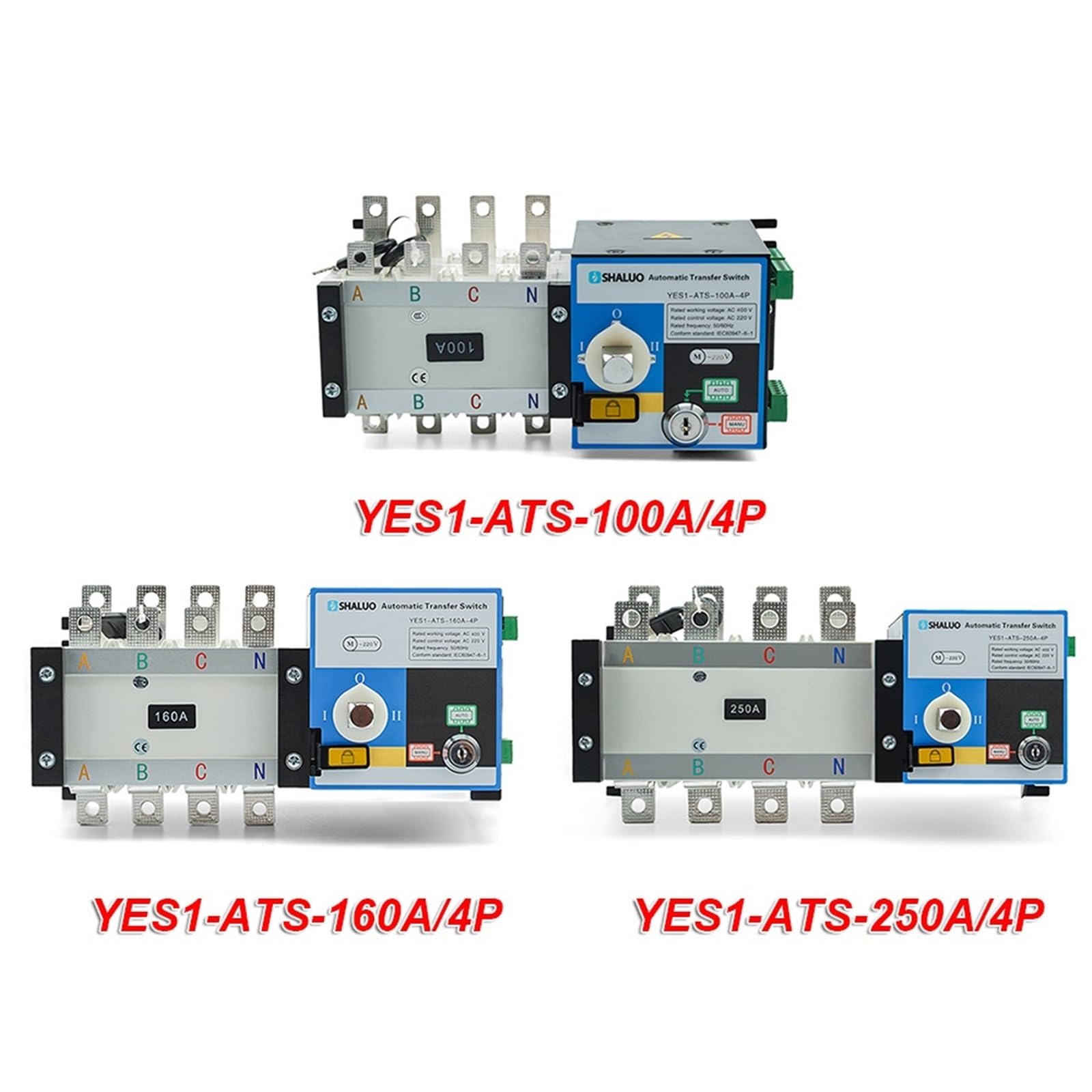 ATS Dual Power Automatic Transfer Switch AC220 V 100 A 160 A 250 A 4P do generatora diesla, części sterujących, moduł obwodu (250 A 4P ATS)