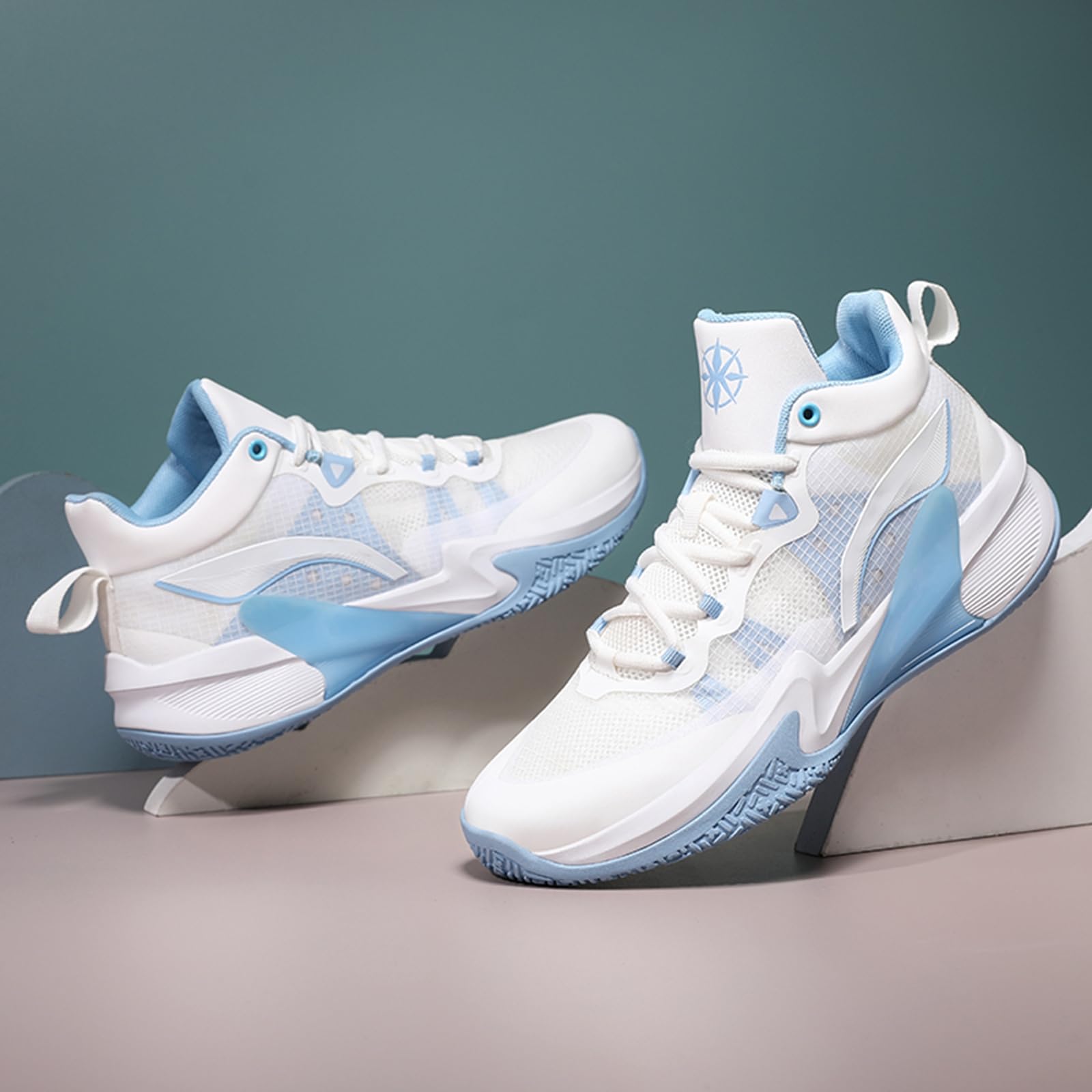 Zapatillas de Baloncesto Hombre Altas Protección Tobillo | Zapatillas de Baloncesto Hombre Altas Blanco Azul Protección Tobillo TPU Amortiguación