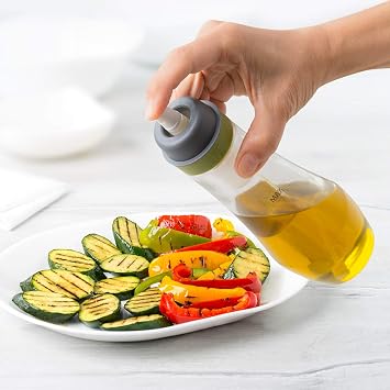 Trudeau Oil Spray Bottle, Glass, Plug-Free Filter for Baking Grilling, 10 oz