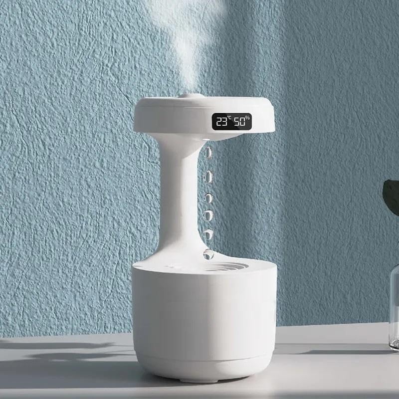 Anti-Gravity Humidifier 800ml for Bedroom, Office & Home | Levitating Water Drops, LCD Temp & Humidity, AC Room Compatible, Desk Decor Design, 800ml Capacity-image-35