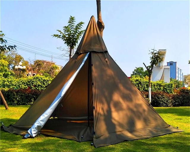 Outdoor Portable Waterproof Camping Pyramid Teepee Tent Pentagonal Adult Tipi Tent with Stove Hole