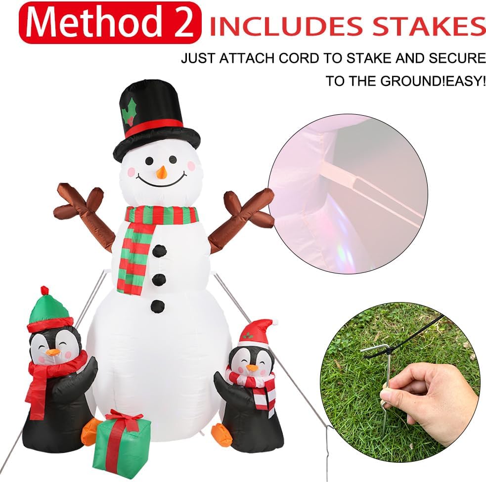 AerWo 6FT Christmas Inflatables Outdoor Decorations, Upgrade Cute Inflatable Snowman Penguins Blow Up Yard Decorations with Rotating LED Lights for Indoor Outdoor Yard Garden Christmas Decor - Image 6