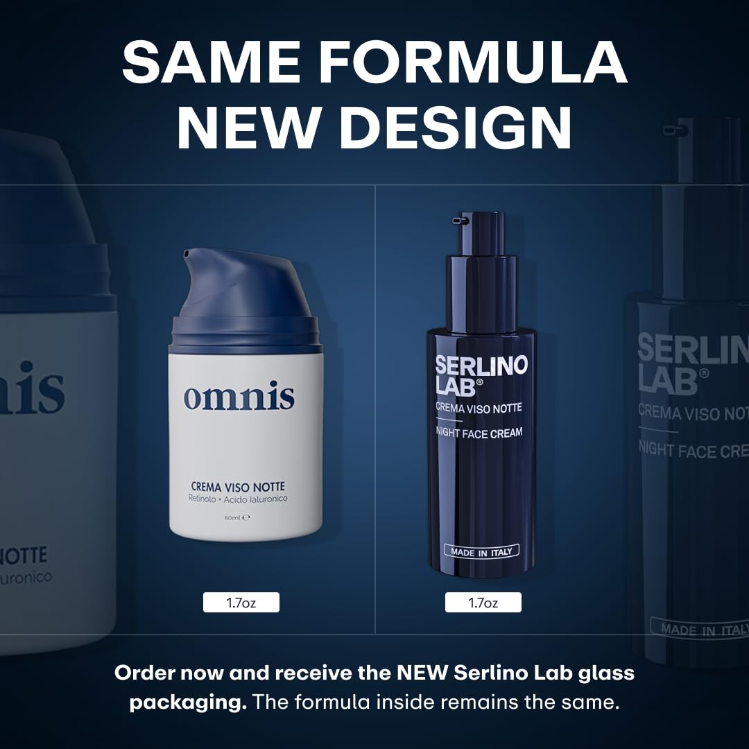 Serlino Lab Face Cream – Moisturizer with Retinol and Hyaluronic Acid, Refreshing Effect, Reduces Wrinkles and Dark Spots, Improves Skin Elasticity and Radiance