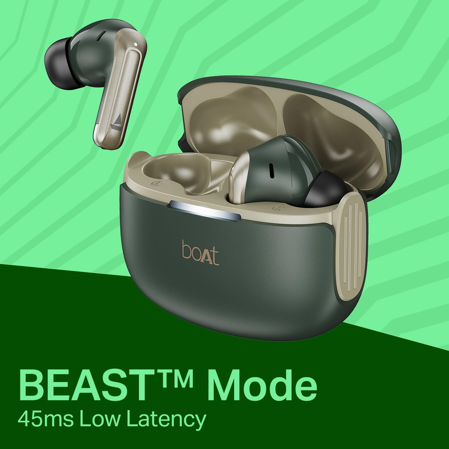 Boat Airdopes 219, 4Mics ENx, 40H Battery, Best in Segment for Calling, Stream Ad Free Music via App Support, Bluetooth Earbuds, TWS Ear Buds Wireless Earphones with mic (Forest Sage) 4