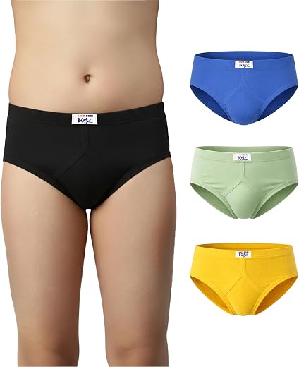 Lux Cozi Boy's Pack of 4 Super Combed Cotton Inner Elastic Front Brief for Kids (Size : 70cm) Multicolour