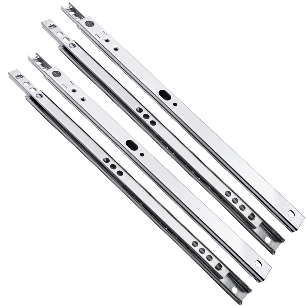17mm x 246 mm Drawer Runners Slides Heavy Duty Ball Bearing Roller Sliders for Kitchen Furniture Cabinet Desk Drawers, Replacement Accessory - 4 Pieces