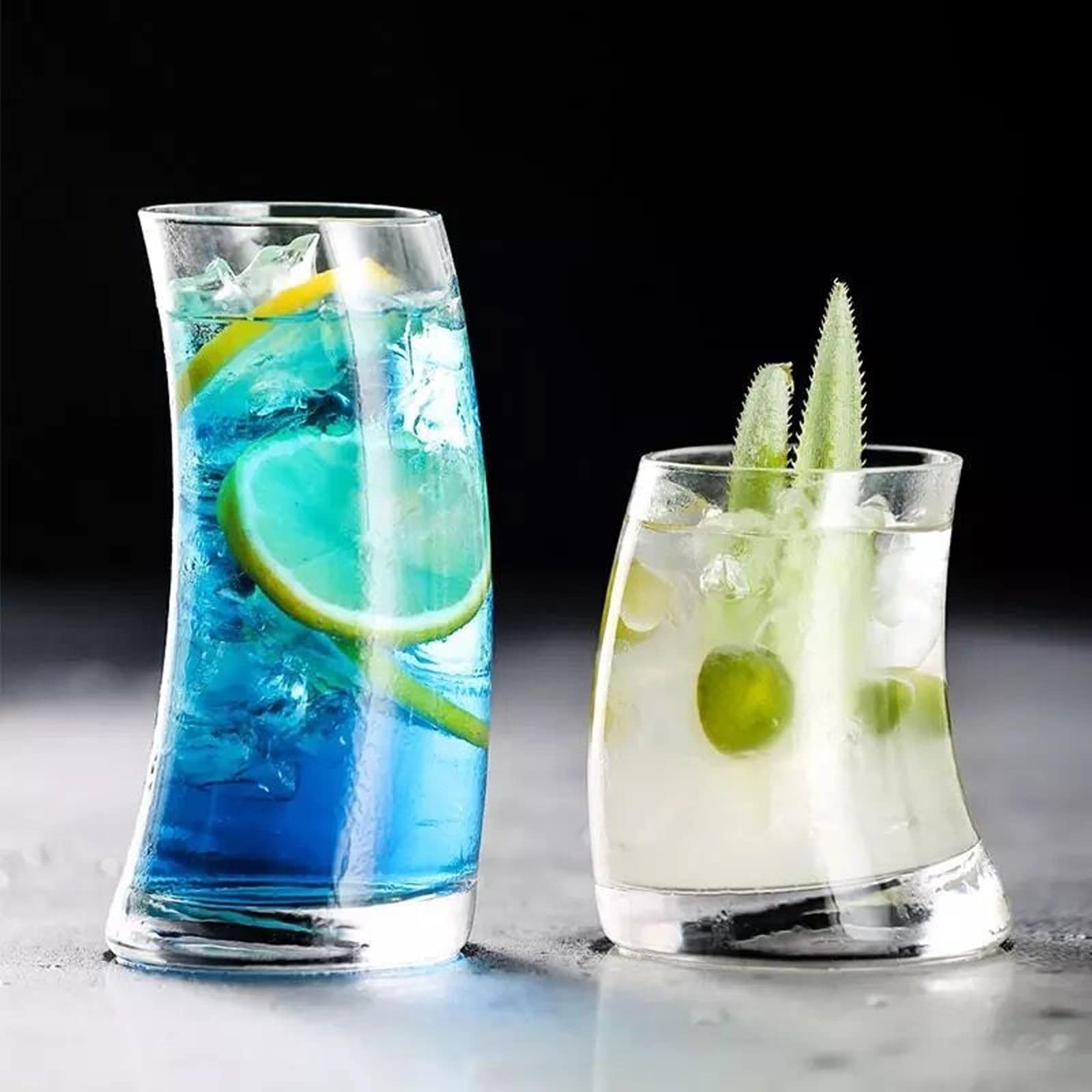 Glas-Kaffeetassen, kreative Trinkgläser, Cocktailglas, Segelboot-Form, Glas-Trinkgläser für Wasser, Bier, Wein, Whiskey, Cocktails, Kaffeetassen (Farbe: B)