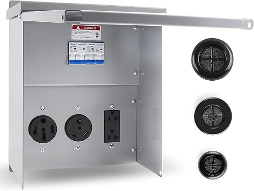 Miniatura 9 de Newdeli Caja de toma de corriente de 50 amperios NEMA 14-50R Rv Panel de toma de corriente eléctrica de 125250 voltios, caja de salida impermeable