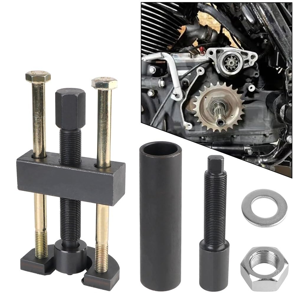 Extractor de volante motor Herramienta de carrera del cojinete interno del eje principal 34902-84 para instalador de extracción de extractor transmisión Big Twin negra magneto(Puller and sleeve)