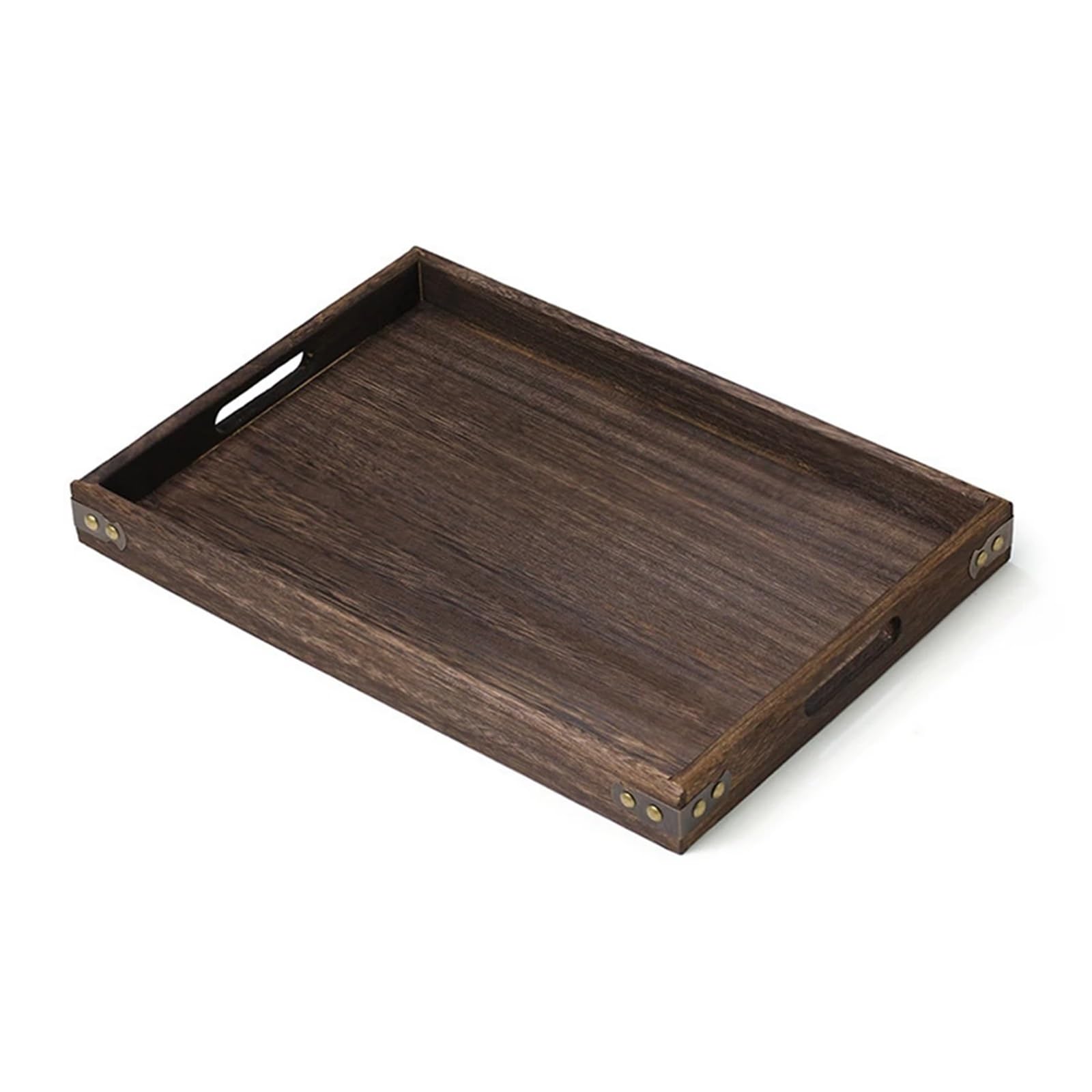 Prettiee Rustic Brown Wooden Serving Tray with Handles Ideal for Tea & Coffee Home Decor Entertaining & Gatherings (Brown L)