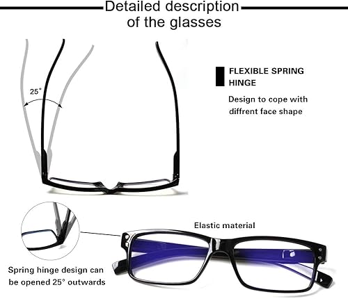 Miniatura 3 de NORPERWIS Gafas de lectura con bisagra de resorte para mujeres y hombres, anteojos cuadrados con bloqueo de luz azul
