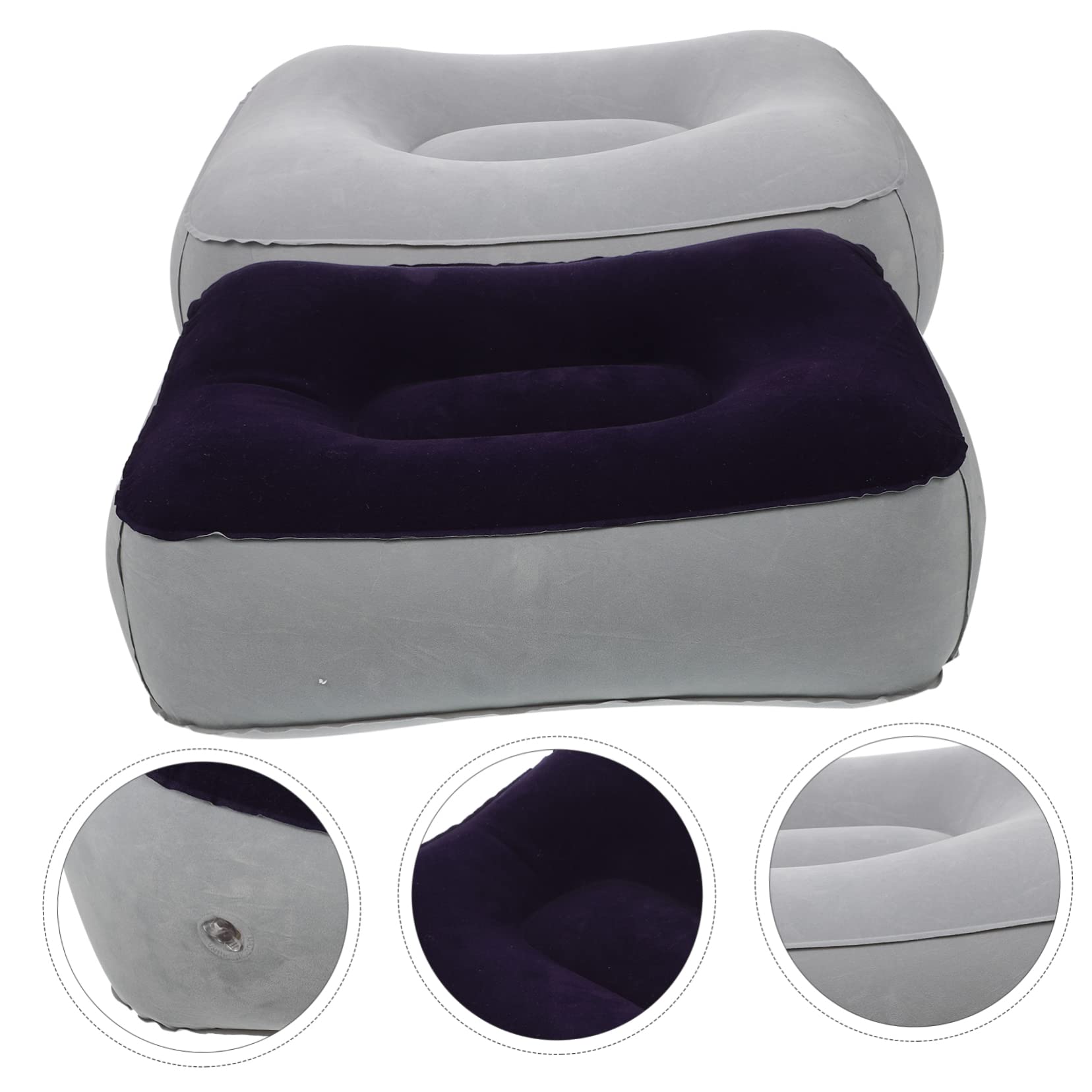 Angoily Pouf Gonfiabile Poggiapiedi da Viaggio, Cuscino per Piedi in Pvc Floccato, 2 Pezzi, Comodo e Facile da Riporre per Auto e Treno