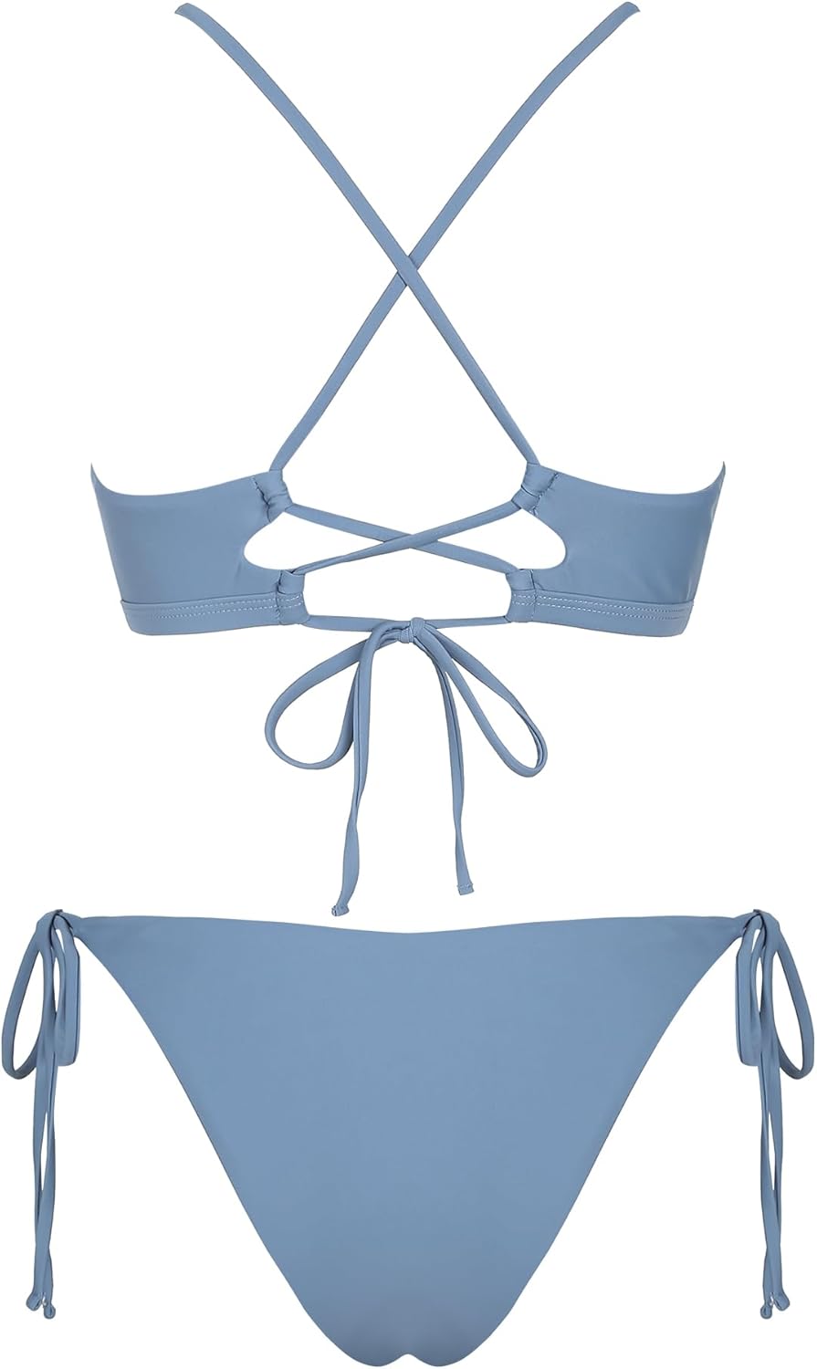 ZAFUL Ribbed Twisted Front Bikini Set for Women Cute Scoop Neck Textured Two Piece Swimsuits Sport Tank Bathing Suit - Image 6