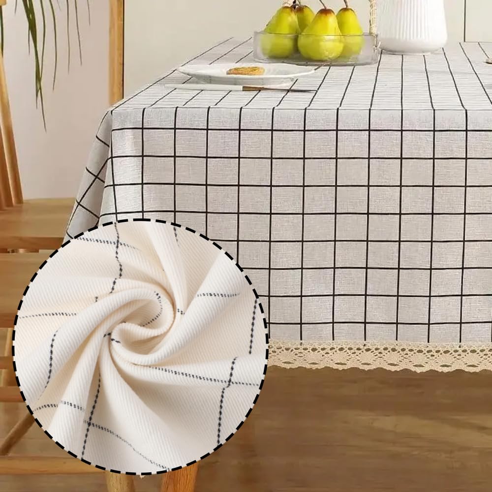 Tela de lino de algodón por metros, a cuadros, 1 m x 140 cm, tela de algodón a cuadros, tela de lino para coser, rústica, tela de patchwork, tela decorativa para ropa, mantel, bolsos, manualidades