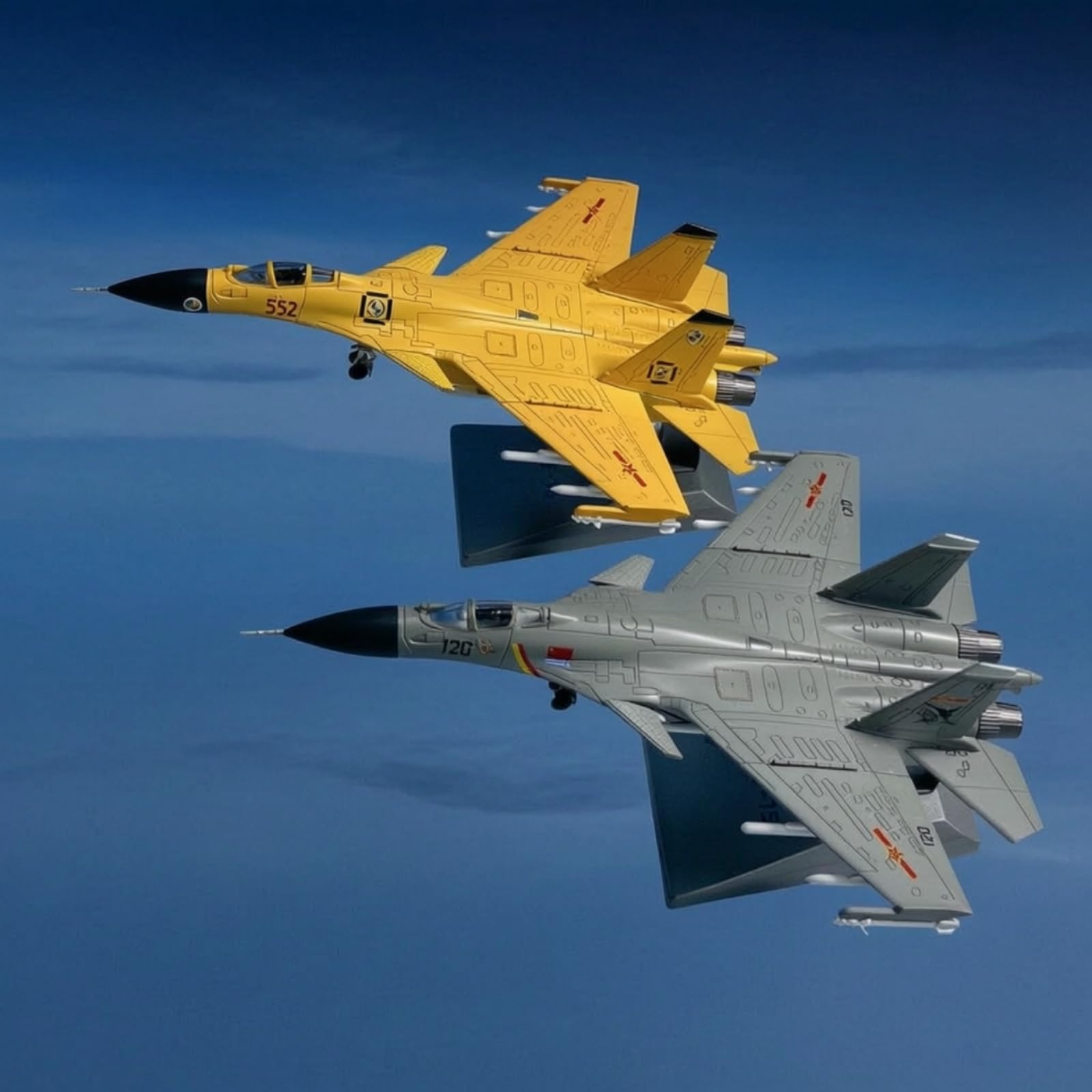 kowaku Riproduzione di Caccia J-15 da Collezione Modellino di Caccia Realistico Modellino Aereo per Vetrina, Giallo