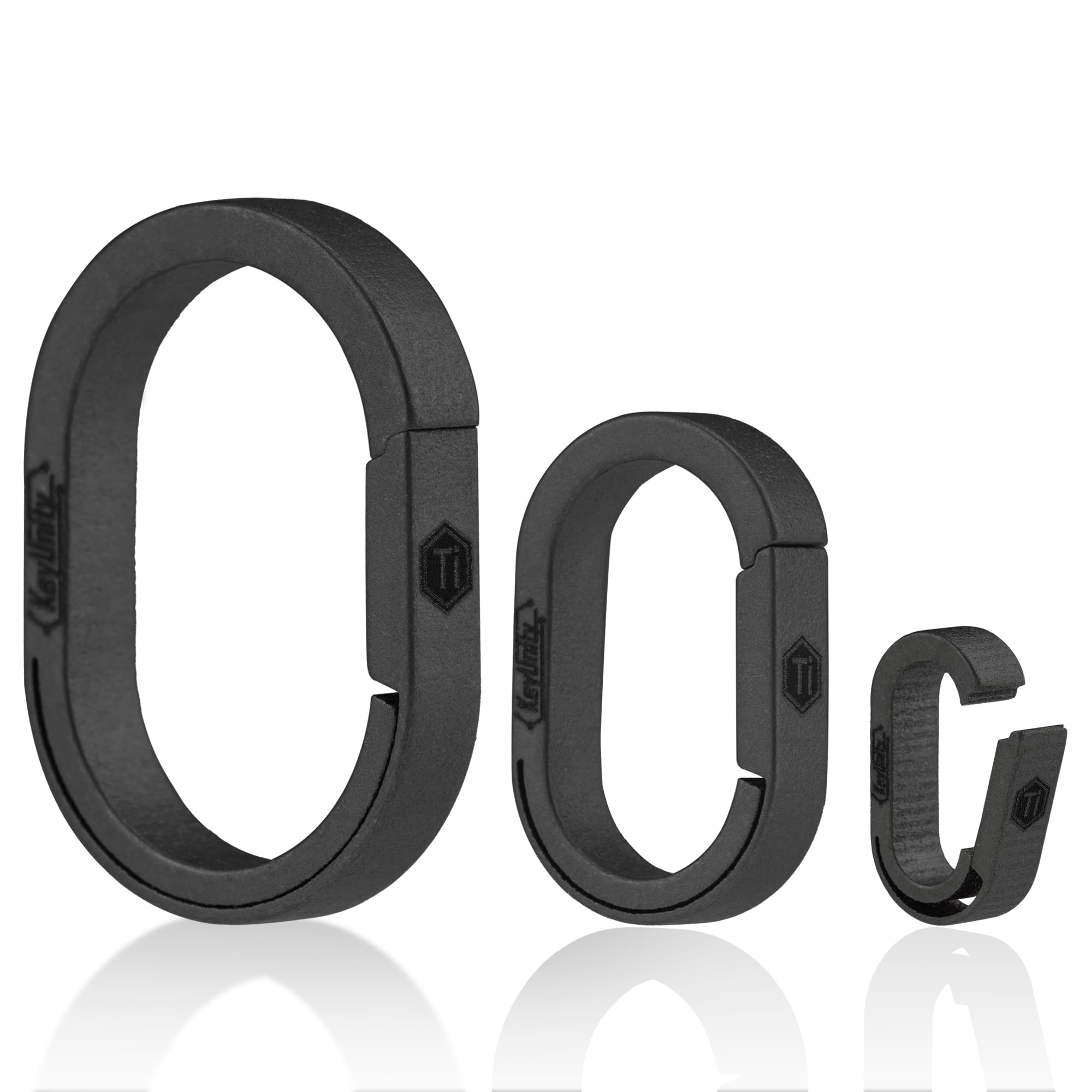 Keyunity Men's Ka32bk(1L+Lm+1S) Titanium Carabiner Keychain, Key Ring Clips, Keyring, Key Chains For Titanium Keyring, Edc Mini Oval Split Key Ring With Quick Release,Key Organizer For & Wo(1L+Lm+1S,Black)