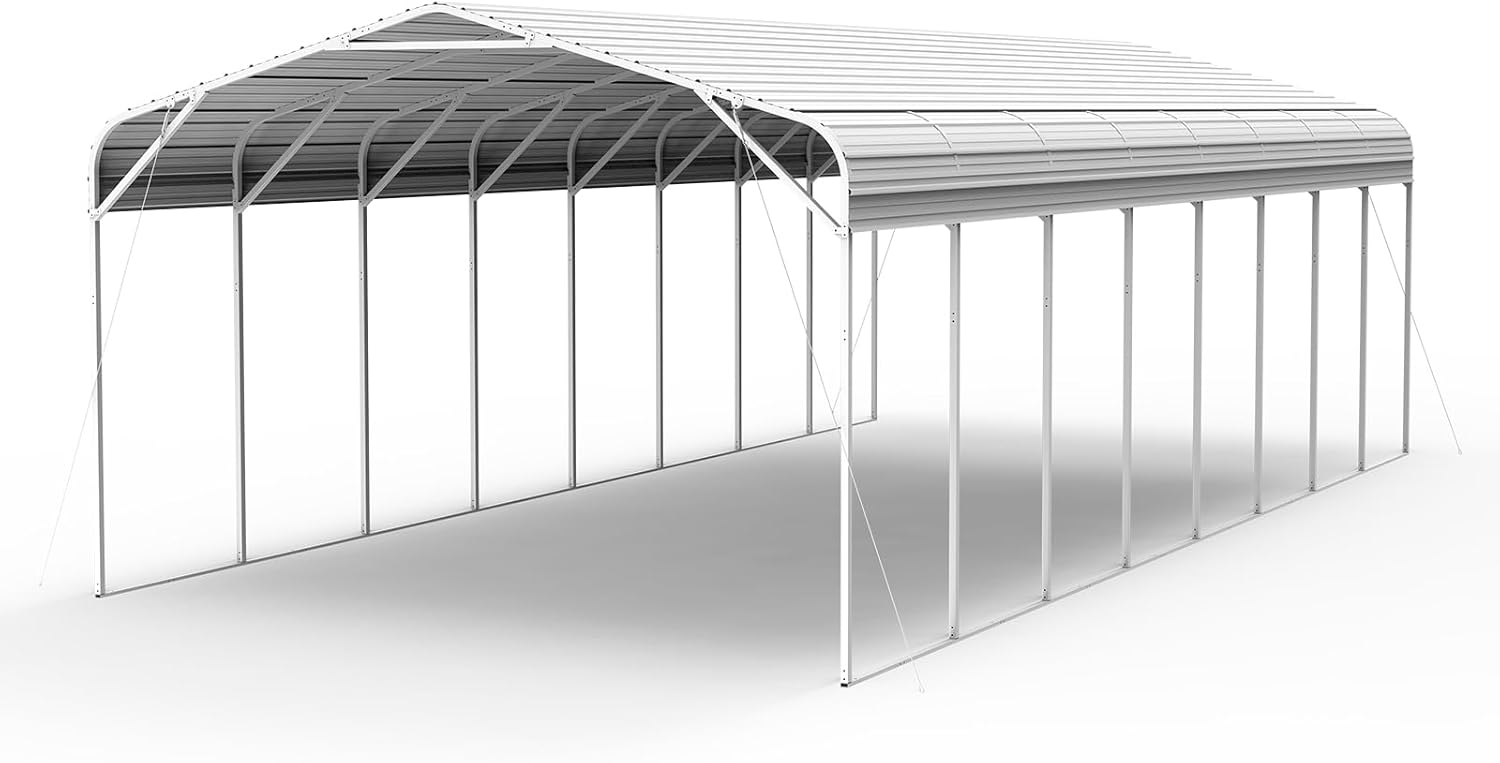 20x40 FT Heavy-Duty Galvanized Metal Carport, All-Steel Large Car Ports with Triangular Reinforcement & Heavy Anchors, Outdoor Vehicle Shelter Car Canopy for Trucks SUVs Boats RVs Storage