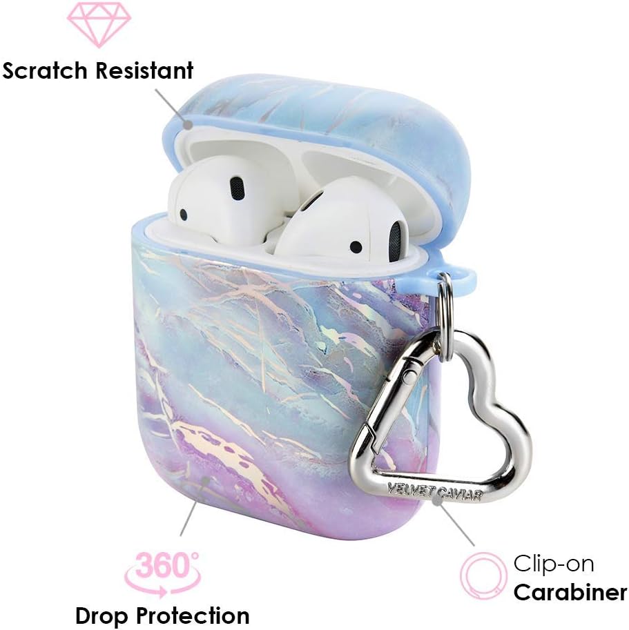 VELVET CAVIAR Matching iPhone 11 and AirPod Case Bundle with Phone Ring Holder (Holographic Marble)