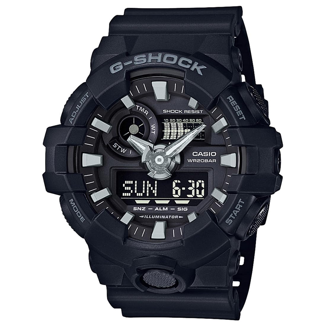 Casio G-Shock GA-700-1BDR Analog-Digital Black Dial Men Watch Black Resin Strap (G715)