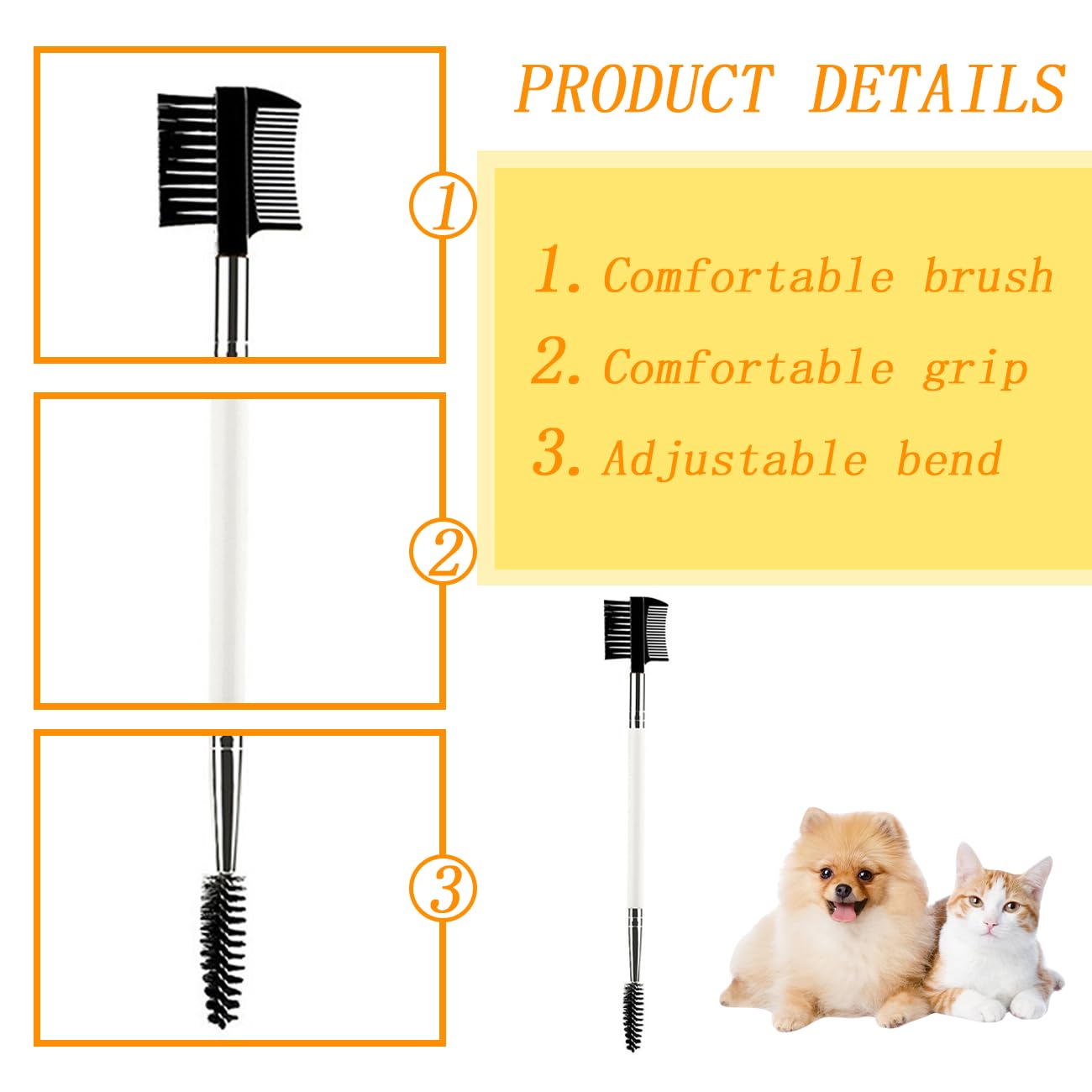 Dog Tear Stain Remover Comb 2 Pcs Double-Headed Pet Eye Comb with Soft Bristles - Image 3