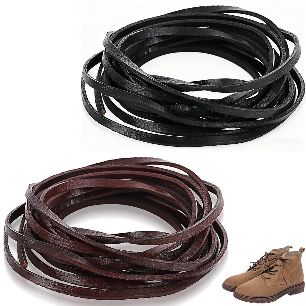 2 Cordoncino in Pelle 6m x 3mm, Corda in Cuoio per Braccialetti, Collane, Gioielli Fai da Te, Artigianato, Stile Vintage, Creazioni Manuali e Accessori Handmade (Nero e Marrone)