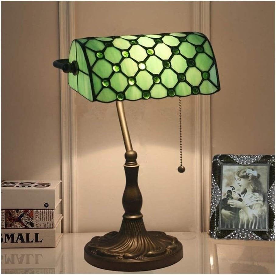 Lampe de bureau en vitrail chic éclairage d'ambiance pour escalier d'entrée