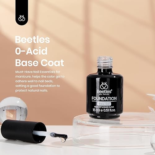 Miniatura 3 de Beetles - Esmalte de uñas en gel, 1 unidad de 0.5 onzas líquidas de esmalte de gel de secado rápido y 1 capa base de 0.5 onzas líquidas que no se