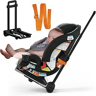 Foldable Car Seat Travel Cart with Belt, Car seat Carrier for Airport with Wheels and Compact Fold, Car Seat Trolley for Airport,