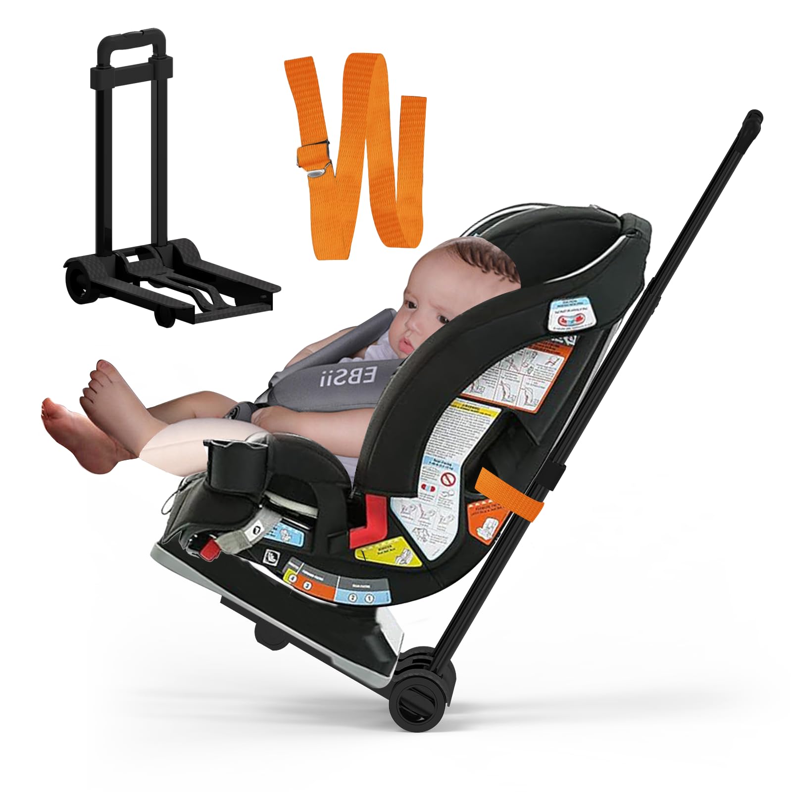 Amazon.com: Foldable Car Seat Travel Cart with Belt, Car Seat Stroller, Carseat  Carrier for Airport with Wheels and Compact Fold : Baby