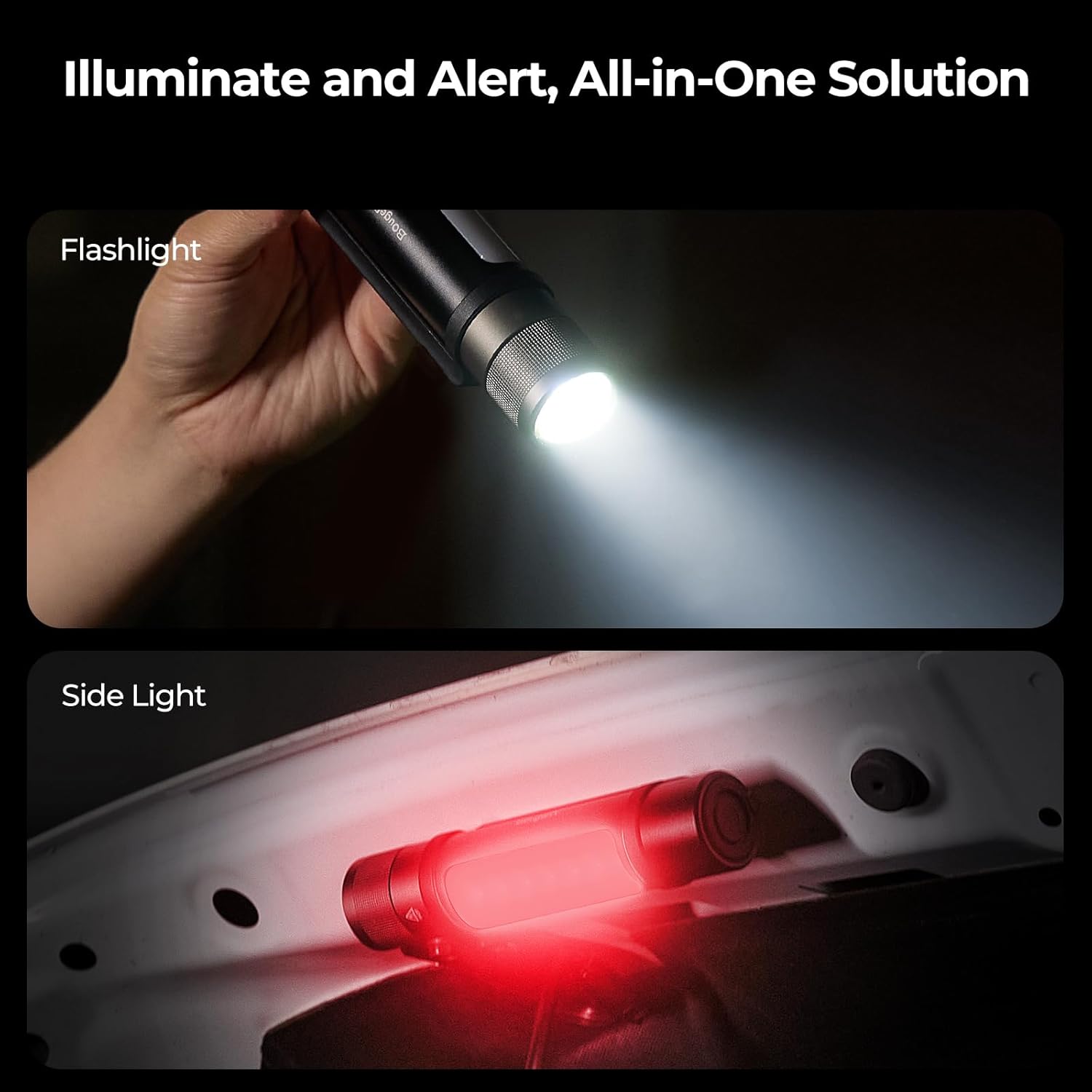 BougeRV Rechargeable Flashlight High Lumens, Battery Powered FlashLight, Bright LED Light Adjustable, Tactical Flashlight Waterproof, Handheld Flash Light for Emergencies Camping Outdoor (Model: FL01)