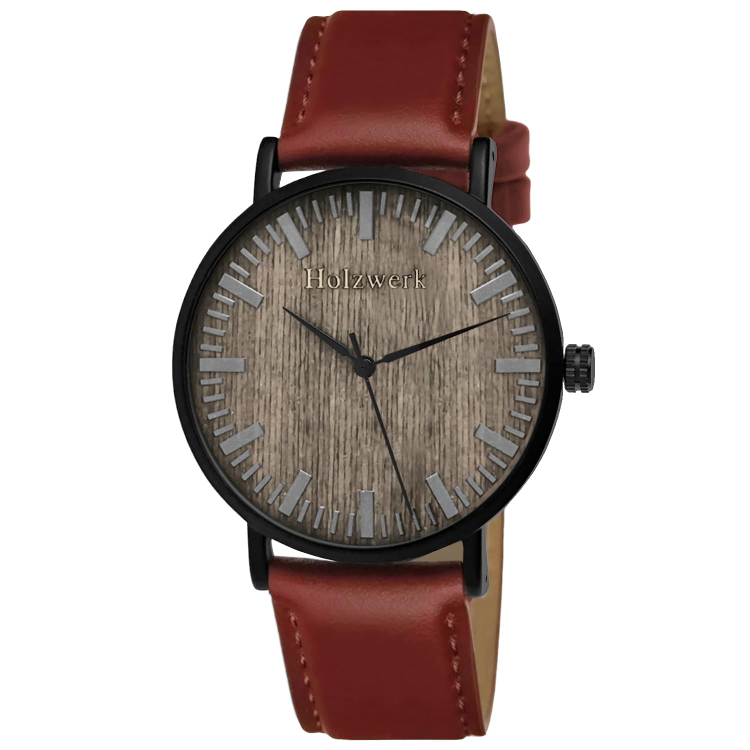 Holzwerk Germany Ręcznie wykonany płaski designerski zegarek unisex męski zegarek damski zegarek ekologiczny naturalny drewniany zegarek analogowy klasyczny zegarek kwarcowy brązowy czarny skórzany