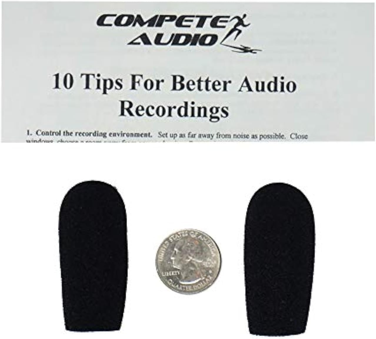 Compete Audio CA945 foam microphone windscreens (microphone covers) (2-pack) for use mini-shotgun mics, larger headsets and desktop microphones
