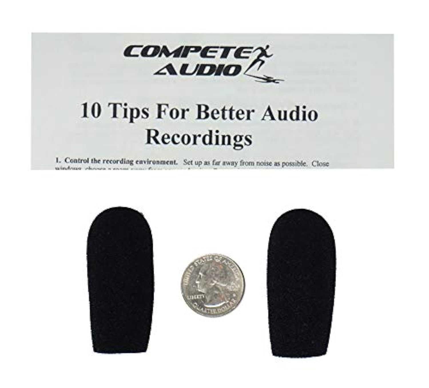 Compete Audio CA945 foam microphone windscreens (microphone covers) (2-pack) for use mini-shotgun mics, larger headsets and desktop microphones