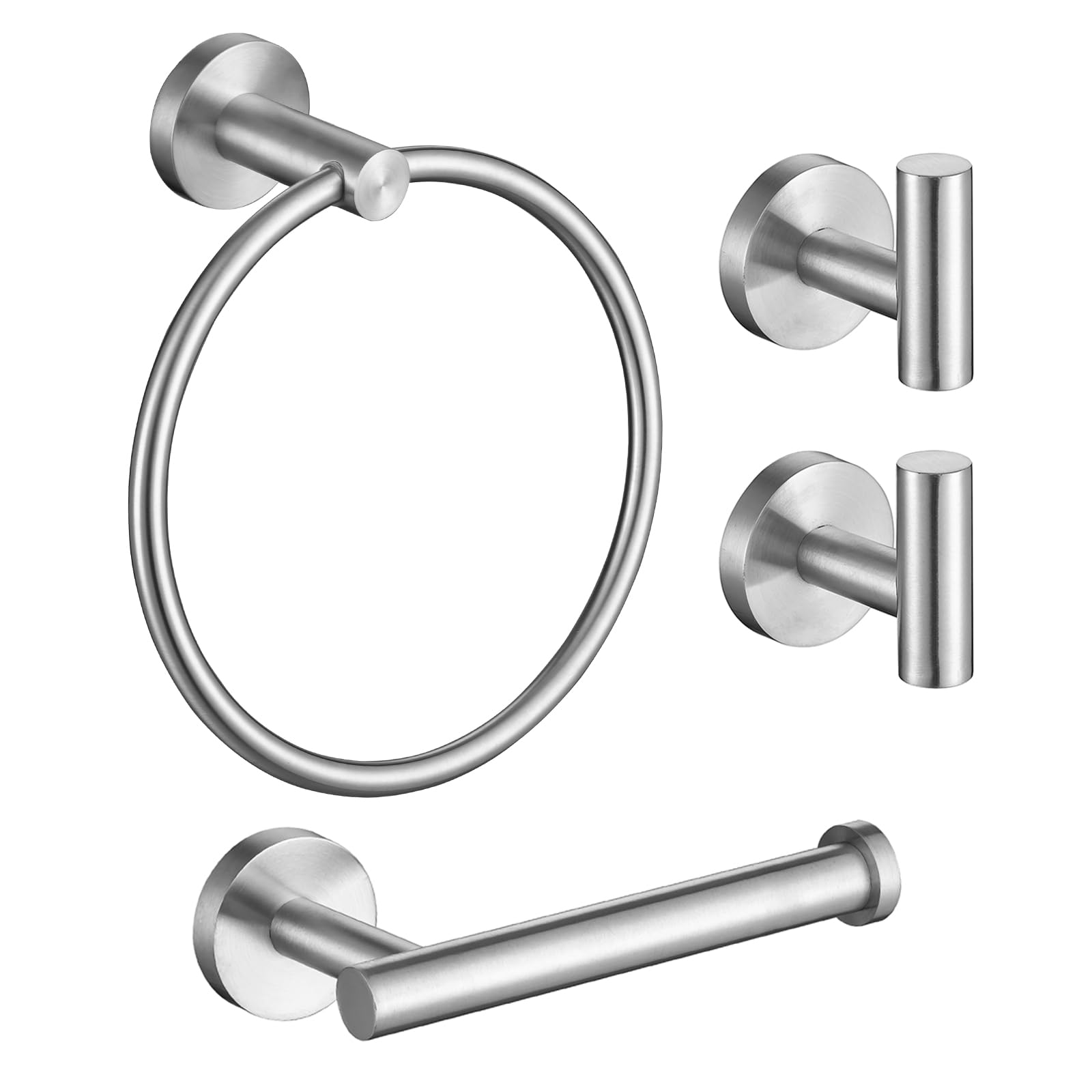 TURS Lot de 4 anneaux porte-serviettes en acier inoxydable SUS304 pour salle de bain - Fixation murale