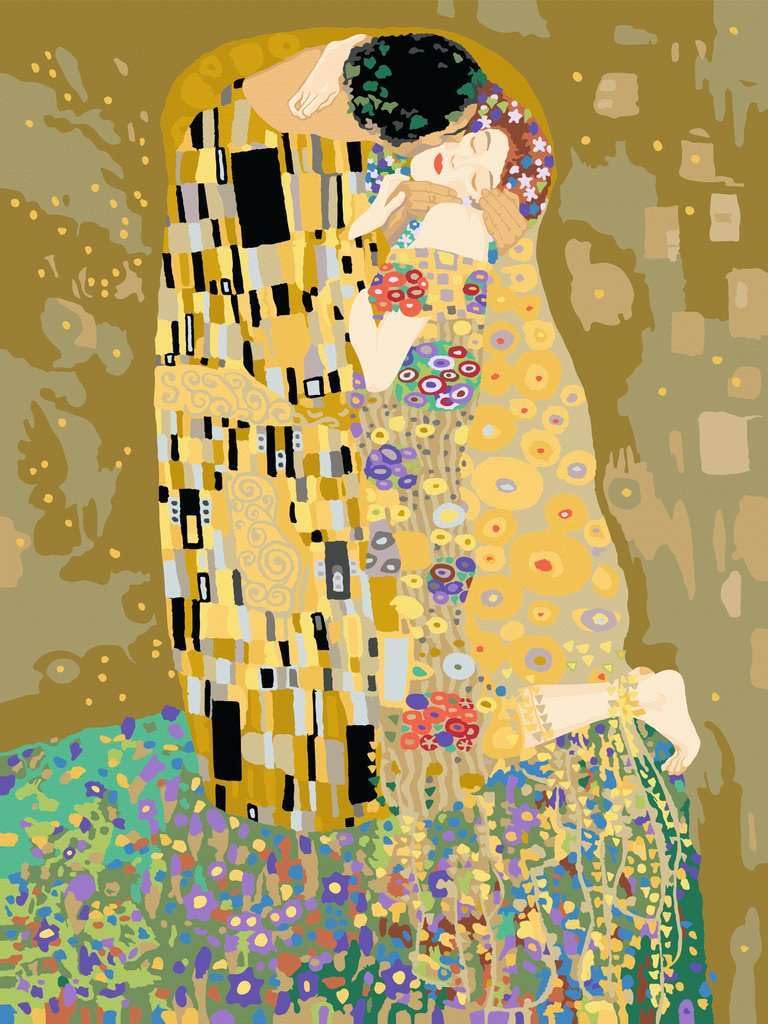 Ravensburger CreArt: Klimt Il bacio – Dipingere con i Numeri Adulti, Attività Creativa e Rilassante, Kit Pittura con Pennello e Colori Inclusi, 30 x 40 cm, Idee Regalo