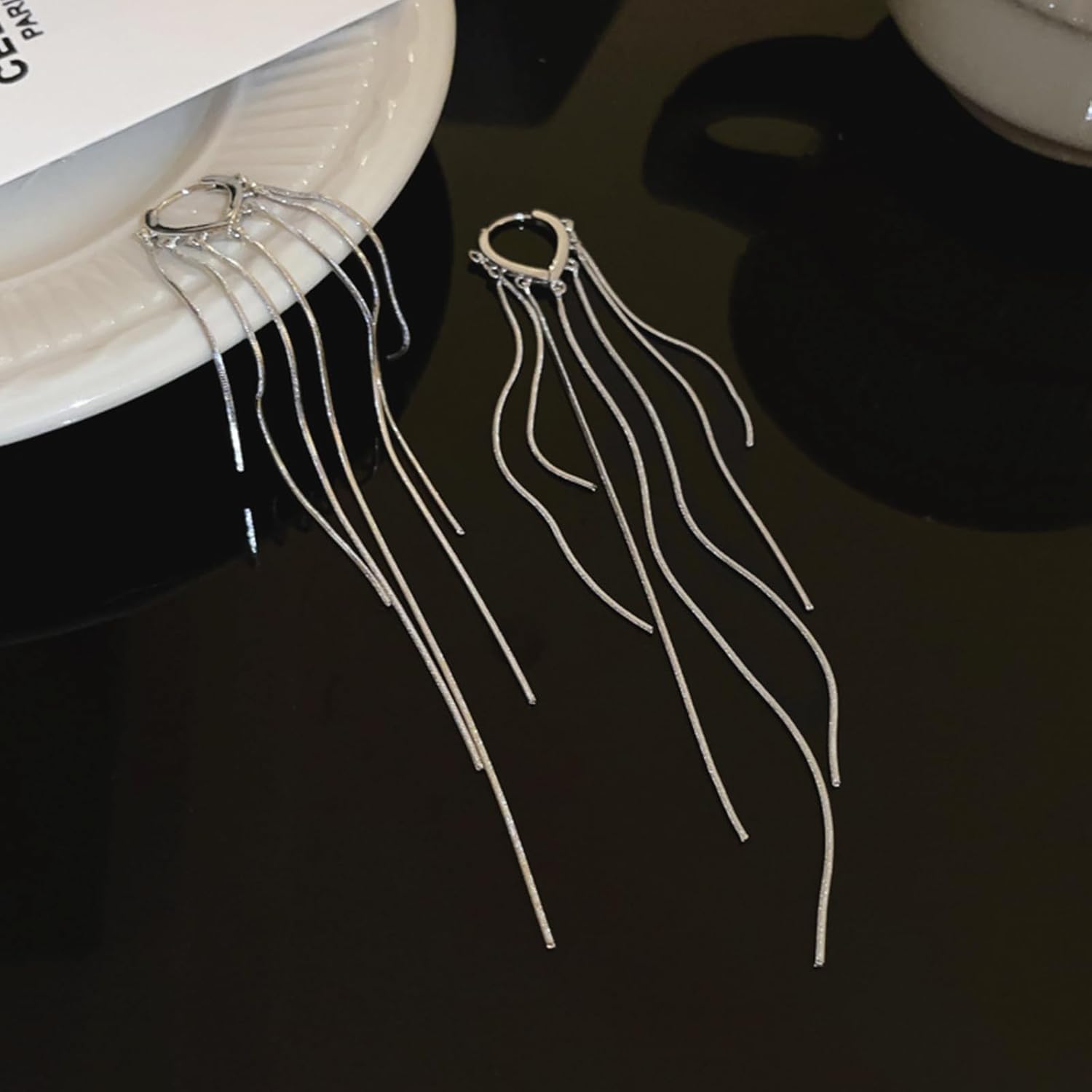 ASOQOLA Long Tassel Dangle Drop Earrings for Woman Tassel Dangling Earrings 925 Silver Chandelie dangling earring for Prom Fashion Jewelry - Image 3