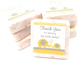 12 Yellow and Grey Elephant Thank You Soap Favors - 1.5oz Soap Favors - Gender Neutral Baby Shower Favors - Elephant Baby Shower Favors