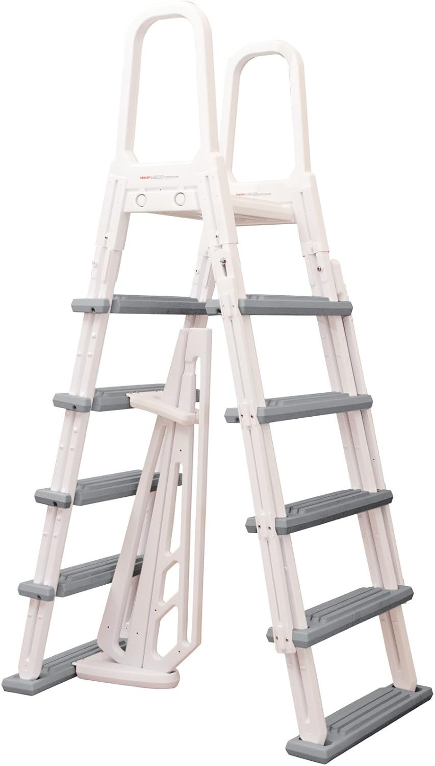 Blue Wave NE1202 Heavy Duty A-Frame Ladder for Above Ground Pools,White/Gray : Swimming Training Equipment : Patio, Lawn & Garden
