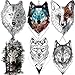 Produktbild NAPPO 6 Blätter Groß Wolf Temporäre Tattoos Männer Frauen Erwachsene Wasserdichte Geometrisch Coyote Forest Fake Tattoo Temporär Farbe Haut Klebetattoos Set Arm Mädchen Kinder Tatoo Papier Aufkleber