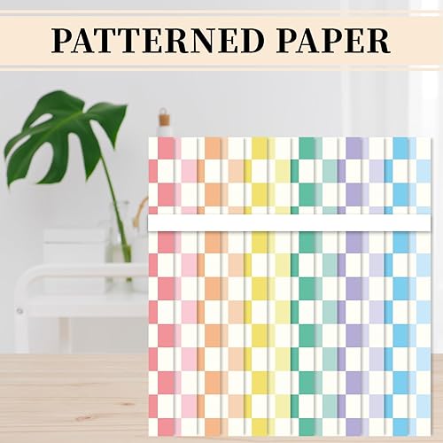 Miniatura 4 de 60 hojas de papel de manualidades de tablero de ajedrez pastel para hacer tarjetas, decoración de álbumes de fotos, 5.5 x 8.3 pulgadas