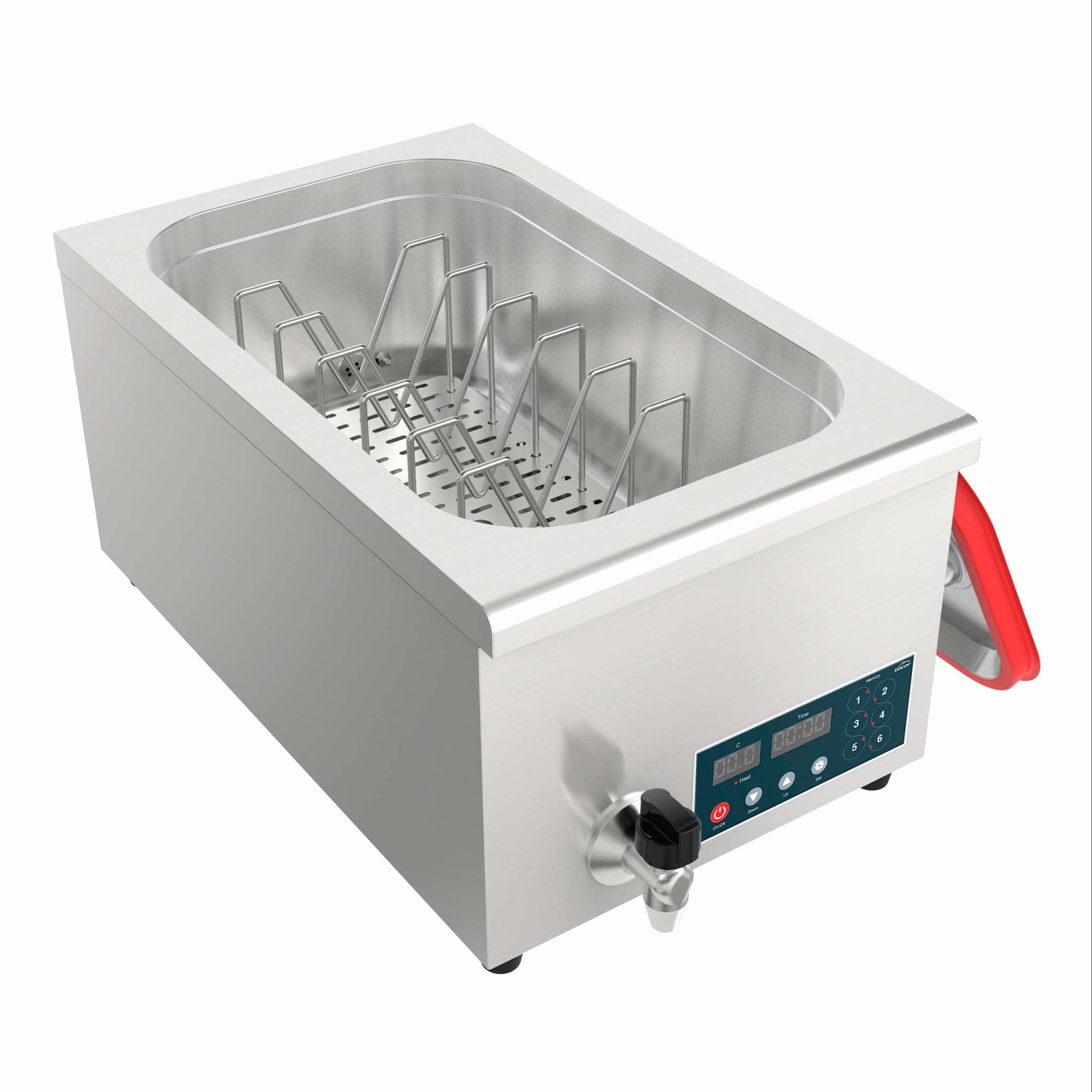 Lacor - 69492 - Cocedor de Baja Temperatura Sous Vide Profesional que permite cocinar los alimentos envasados al vacío de Acero Inoxidable, Cierre Hermético, Medidas 62,5x36x30 cm, Gris