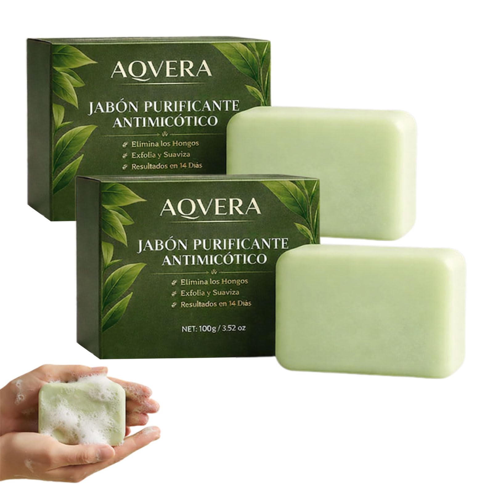 AQVERA — Jabón Purificante Antimicótico, AQVERA Jabón para la piel con aceite de árbol de té, Elimina hongos de raíz en todo el cuerpo, natural y apto para zonas sensibles. (2 paquete)