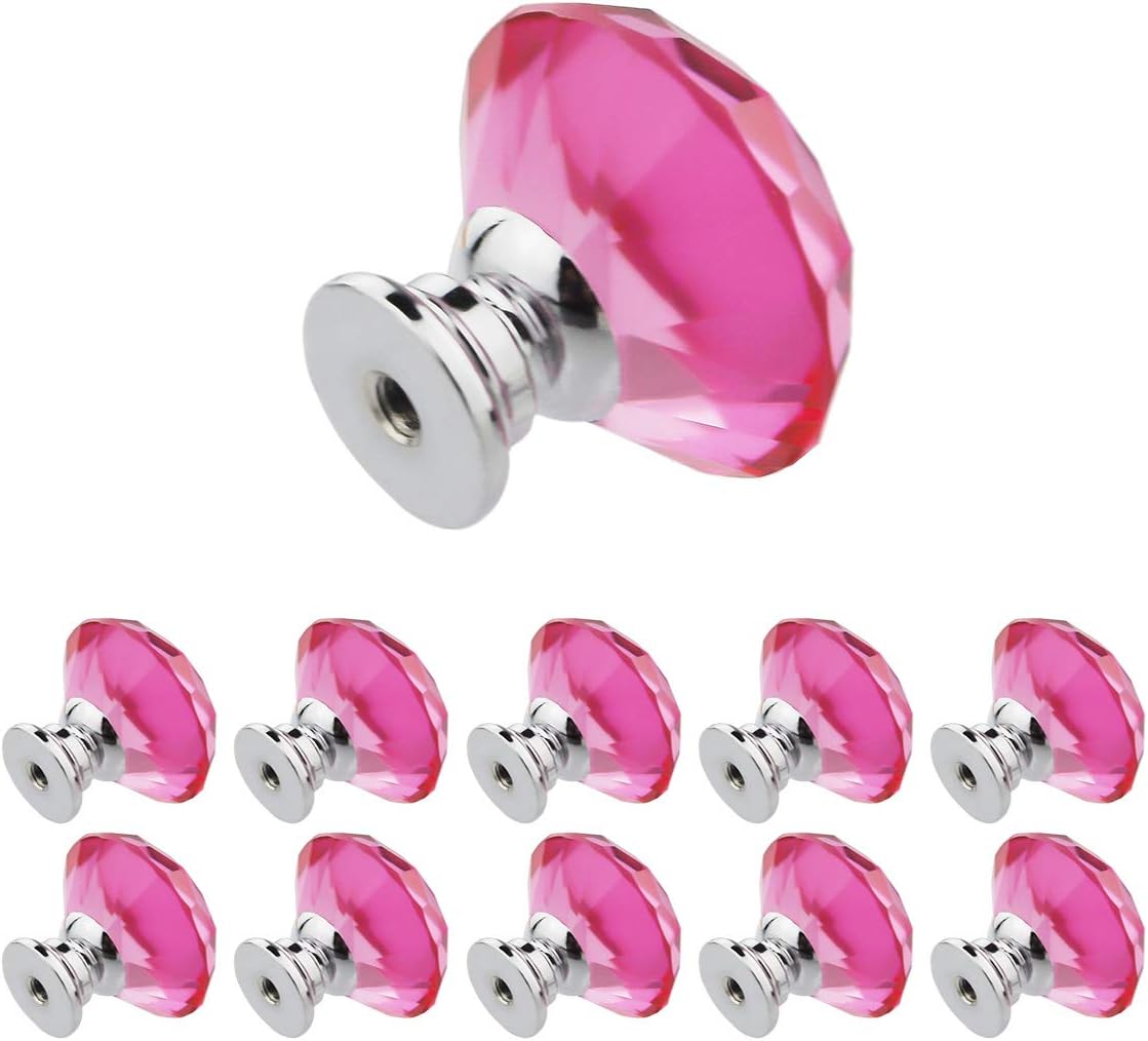 Crystal Glass Cabinet Knobs 30mm Diamond Shape Drawer Kitchen Cabinets Dresser Cupboard Wardrobe Pulls Handles 10 Pcs