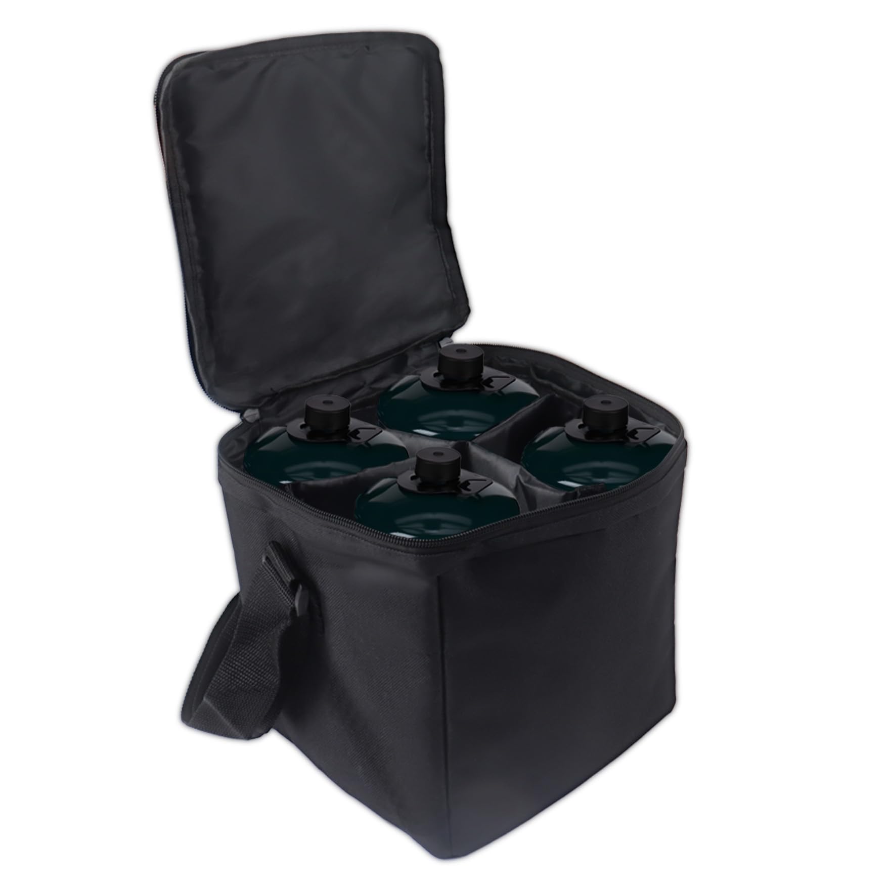 Klmnop 1 LB Propane Tank Storage Bag with Padding, 600D Oxford Mini Propane Protective Bag with Strap to Hold 4 Pcs 16 OZ Gas Tank for Outdoor Camping, Cooking(Black)