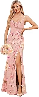Mermaid Bridesmaid Dresses for Women Long Chiffon Ruched Evening Formal Gowns with Slit - Buy now