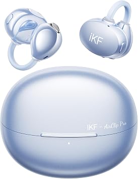 iKF Open Ear Clip-On Earbuds, 60H Playtime, LDAC Hi-Res, Secure Fit