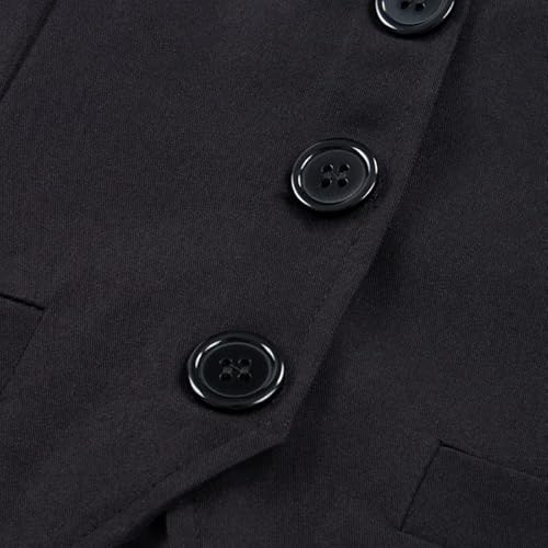 Caziffer Damen Geknöpfte Anzugweste Einfarbig V-Ausschnitt Elegant Retro Slim Fit Business Weste Weste, Schwarz , M