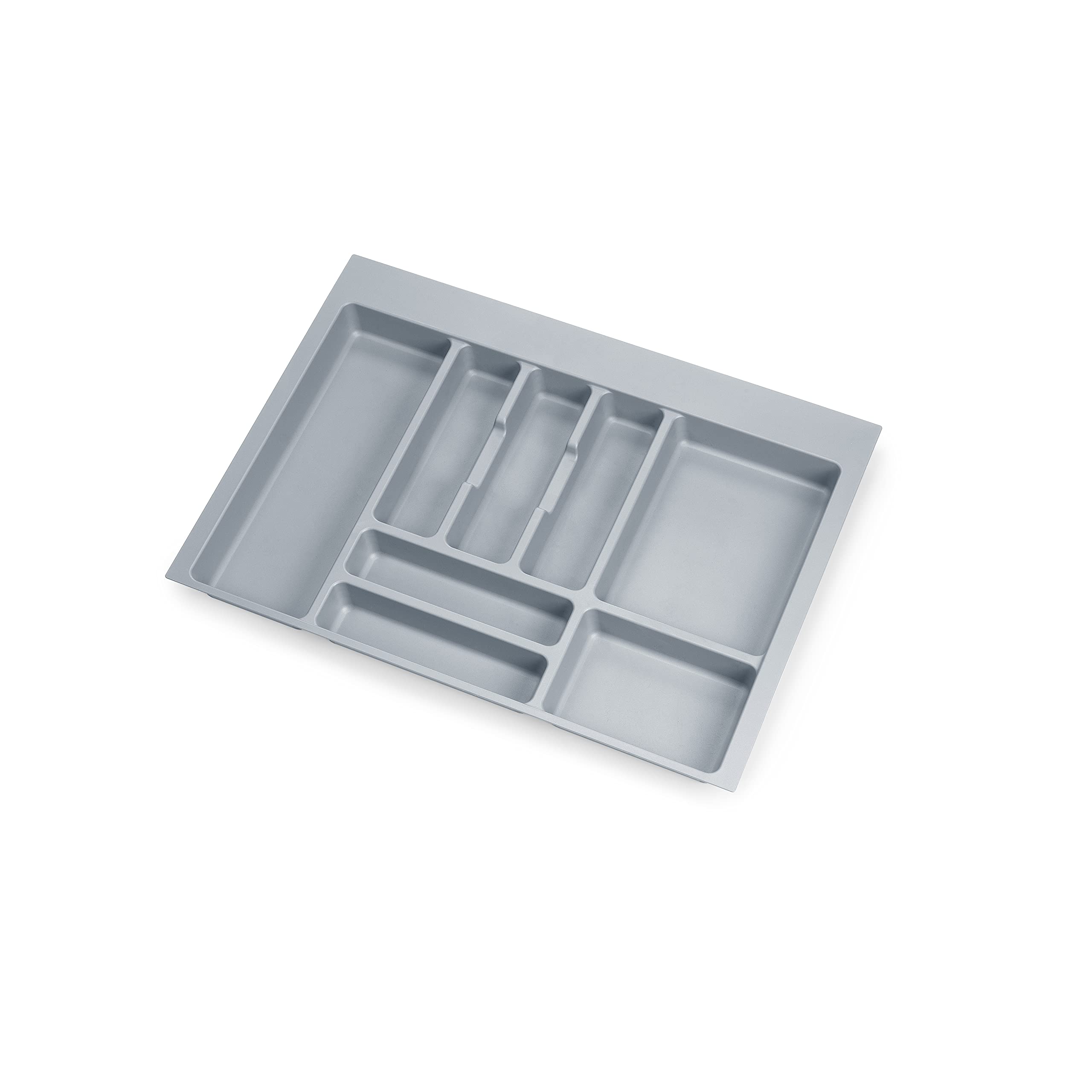 Emuca - Besteckorganisator, Schubladenorganisator für die Küche, Besteckkasten 636x482mm, 8 Fächer, Modul 70 cm, Kunststoff, Grau